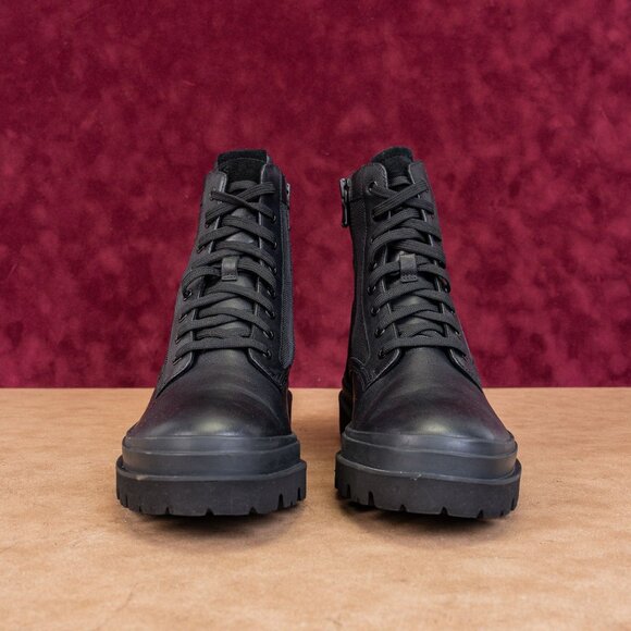 Vince Men Raider Black Leather Fabric Lace-up Zip Combat Boots sz 7.5US EUR40.5 main image 5